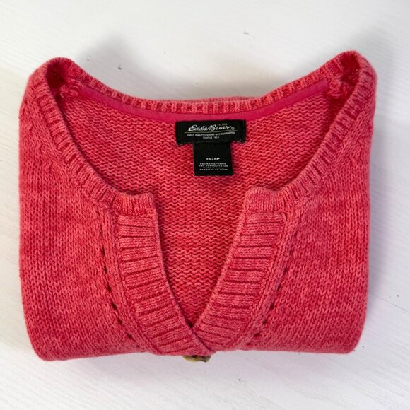 Eddie Bauer Sweater Womens Sz XS Pink Ramie Blend Knit LS Half Button Pullover - Picture 2 of 8